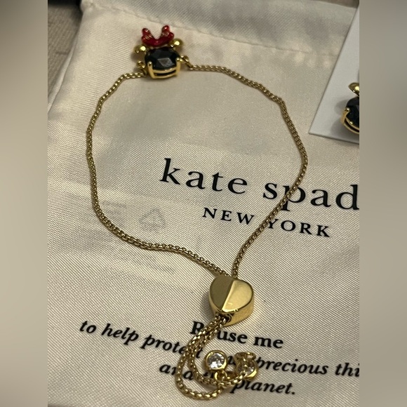 Kate Spade Gold Minnie Mouse Earrings and Bracelet with Red and Black Accents - Picture 5 of 8